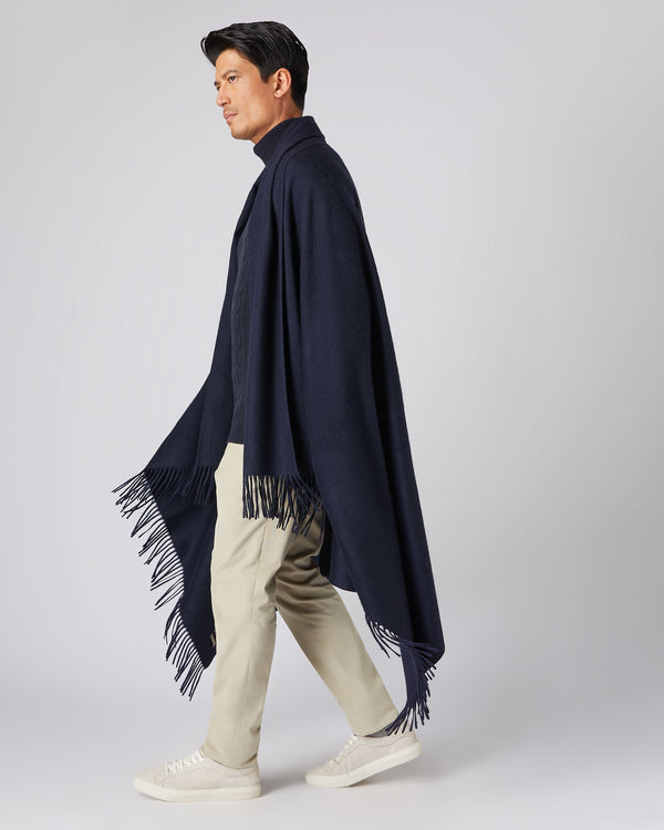 N.Peal Unisex Woven Cashmere Blanket Navy Blue