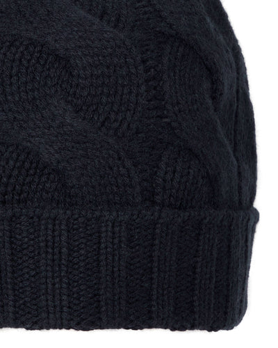 N.Peal Unisex Chunky Cable Cashmere Hat Navy Blue