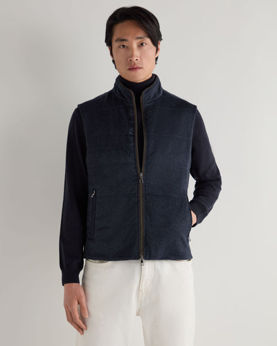 N.Peal Men's Belgravia Cashmere Gilet Navy Melange