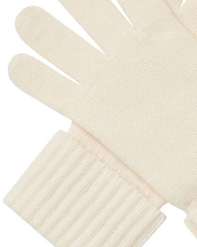 N.Peal Women's Ribbed Cashmere Gloves New Ivory White