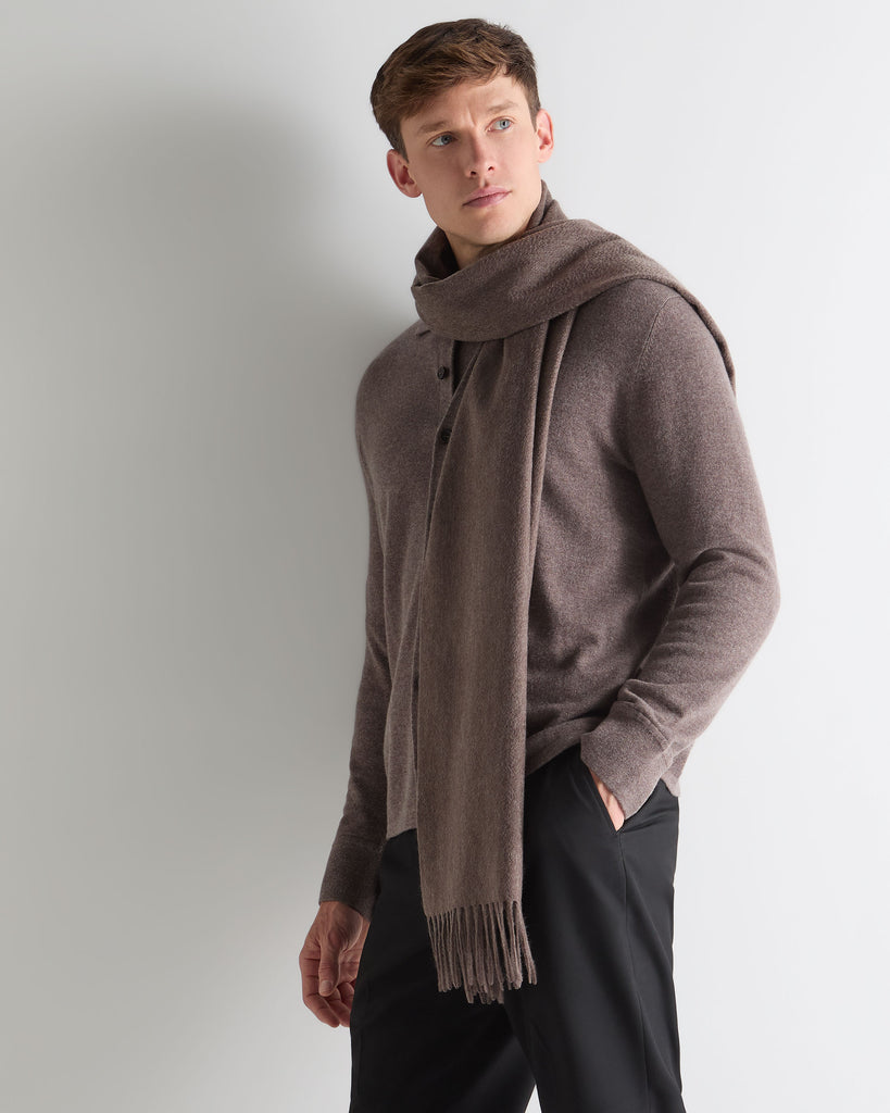 Unisex Large Woven Cashmere Scarf Otter Brown | N.Peal