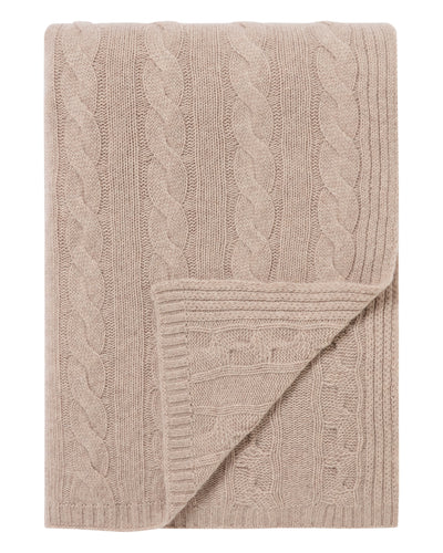 N.Peal Unisex Cable Cashmere Throw Oatmeal Brown