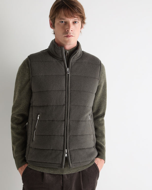 N.Peal Men's Mall Cashmere Gilet Arabica Khaki Green