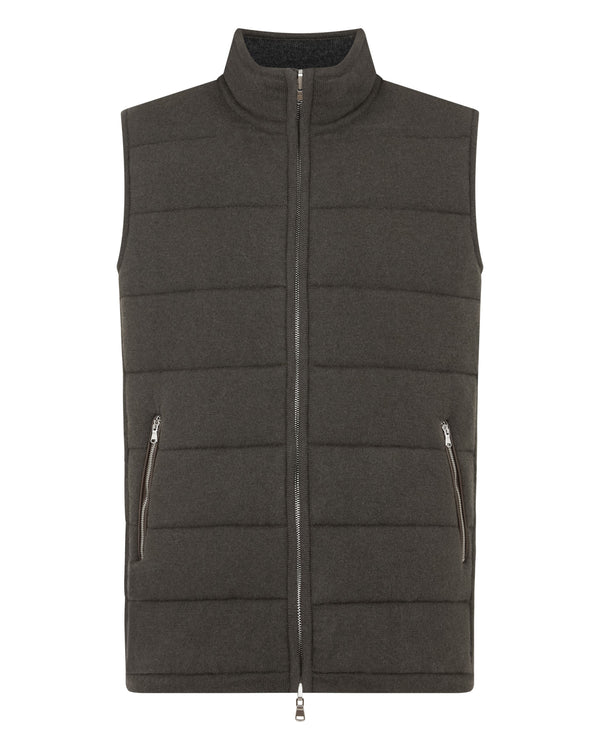 N.Peal Men's Mall Cashmere Gilet Arabica Khaki Green