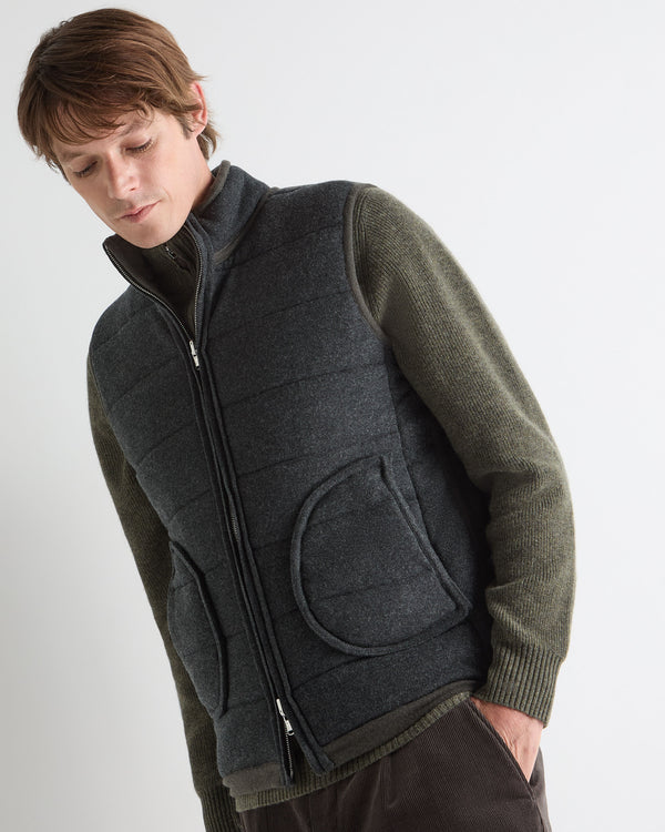 N.Peal Men's Mall Cashmere Gilet Arabica Khaki Green