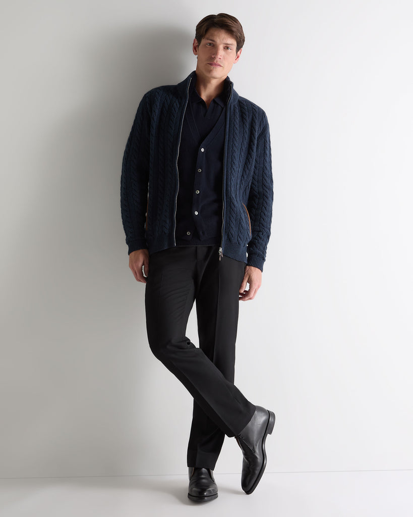 Camille Cable Cashmere Cardigan - Navy main image 1