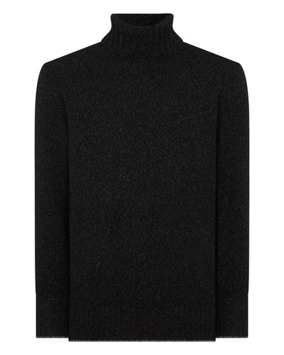 N.Peal Men's Brompton Roll Neck Cashmere Jumper Charcoal Grey Melange