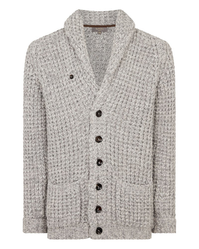 N.Peal Men's Textured Kensington Cashmere Cardigan Flannel Grey Marl