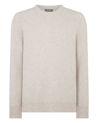 N.Peal Men's Raglan Cashmere Jumper Ash Grey Marl