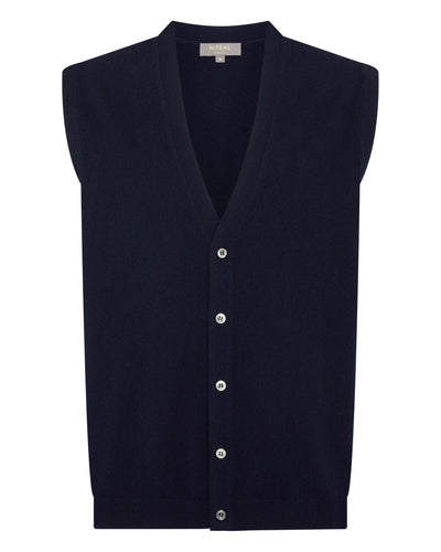 N.Peal Men's Sleeveless Cashmere Tank Top Navy Blue