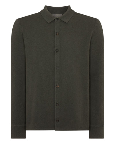 N.Peal Men's Putney Cashmere Polo Shirt Arabica Khaki Green