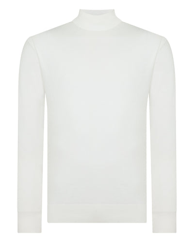 N.Peal Men's Cotton Mock Neck Top White