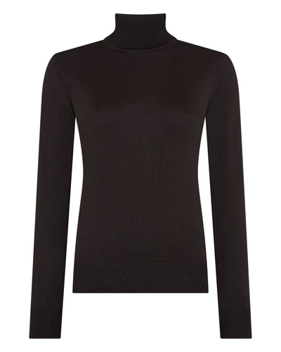 N.Peal Women's Margot Superfine Cashmere Roll Neck Jumper Chocolate Brown