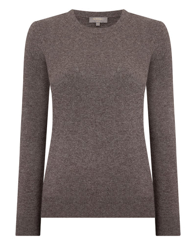 N.Peal Women's Evie Classic Round Neck Cashmere Jumper Otter Brown