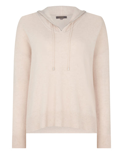 N.Peal Women's Maya Metal Trim Cashmere Hoodie Ecru White