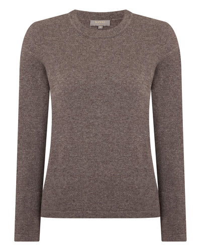 N.Peal Women's Hallie Round Neck Cashmere Jumper Otter Brown