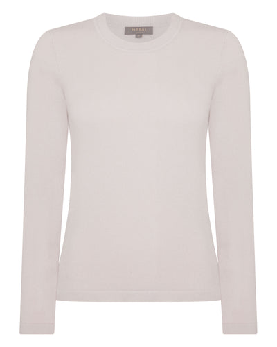 N.Peal Women's Hallie Round Neck Cashmere Jumper Snow Grey