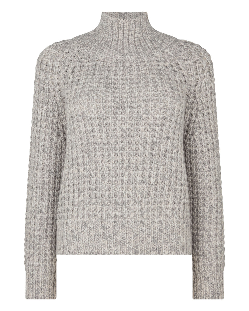 Women's Super Chunky Rib Cashmere Jumper Flannel Grey Marl