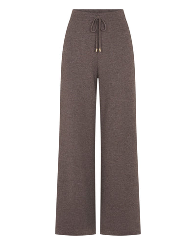N.Peal Women's Honeycomb Knit Cashmere Trouser Otter Brown
