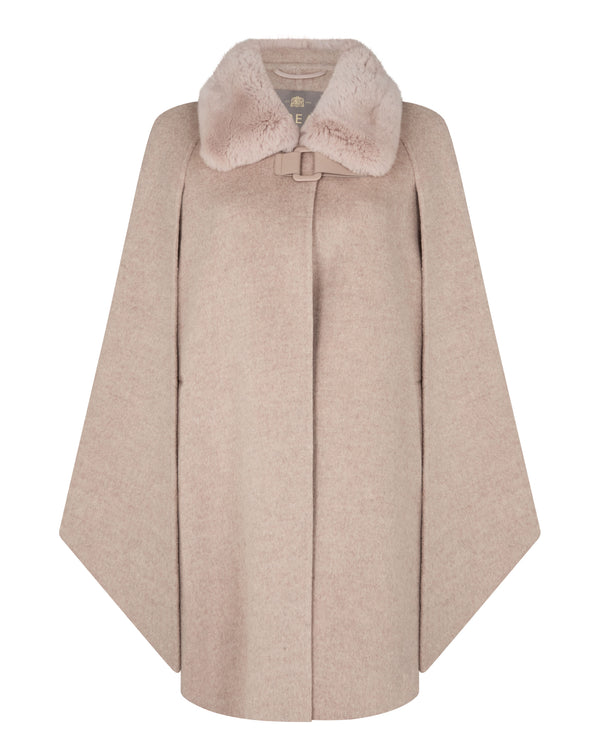 N.Peal Women's Rex Collar Cape Taupe Brown