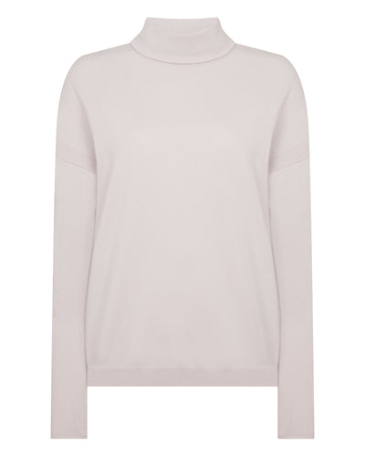 N.Peal Women's Victoria Turtle Neck Cashmere Jumper Snow Grey