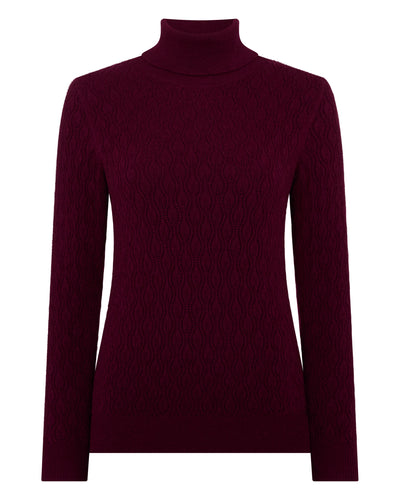 N.Peal Women's Lace Stitch Cashmere Jumper Bordeaux Red