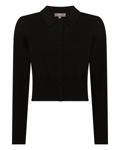N.Peal Women's Thea Collared Cashmere Cardigan Black