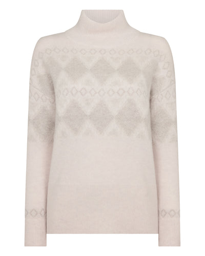 N.Peal Women's Sparkle Jacquard Cashmere Jumper Pebble Grey