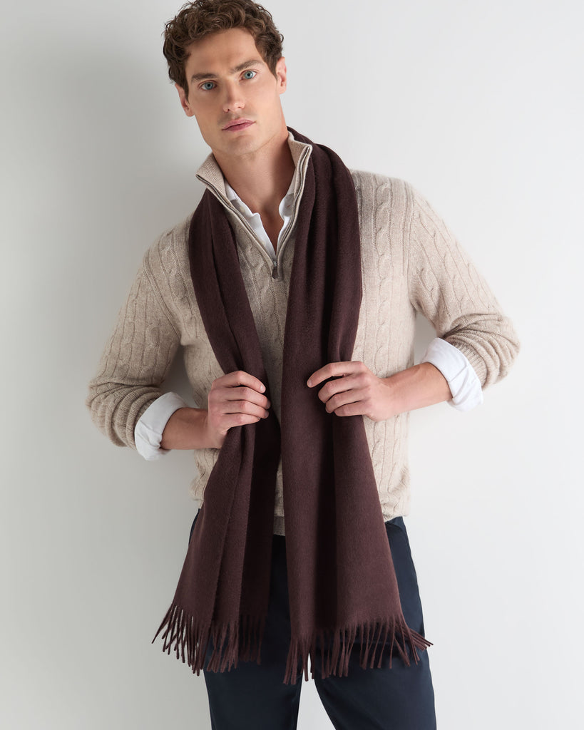 Unisex Large Woven Cashmere Scarf Redwood | N.Peal