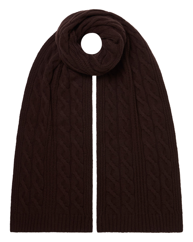 Unisex Cable Rib Cashmere Scarf Redwood | N.Peal
