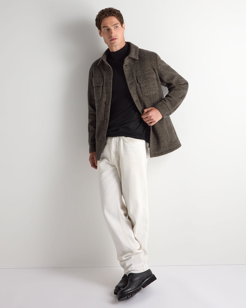 Men's Fine Gauge Cashmere Mock Turtle Neck Jumper Black | N.Peal