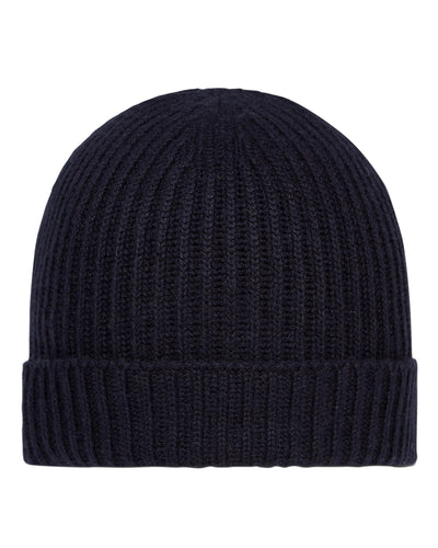N.Peal Unisex Ribbed Cashmere Hat Navy Blue