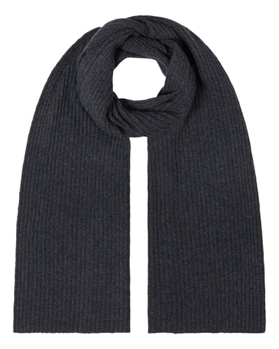 N.Peal Unisex Short Ribbed Cashmere Scarf Dark Charcoal Grey