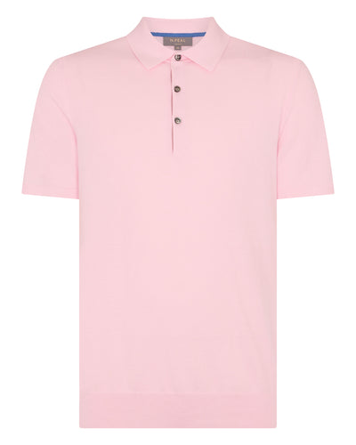 N.Peal Men's Polzeath Cotton Cashmere Polo T-Shirt Spring Pink