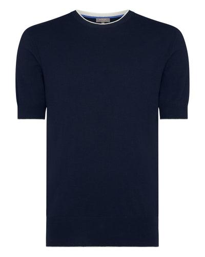 N.Peal Men's Newquay Cotton Cashmere T-Shirt Navy Blue