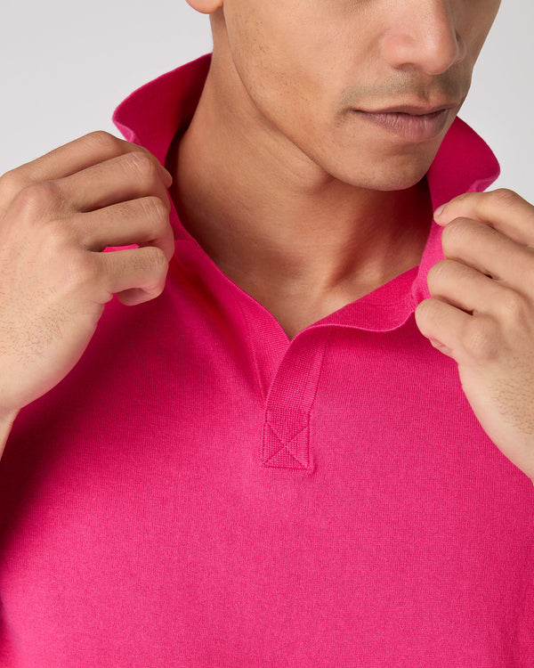 Men's Polo Cotton Cashmere T-Shirt Crush Pink