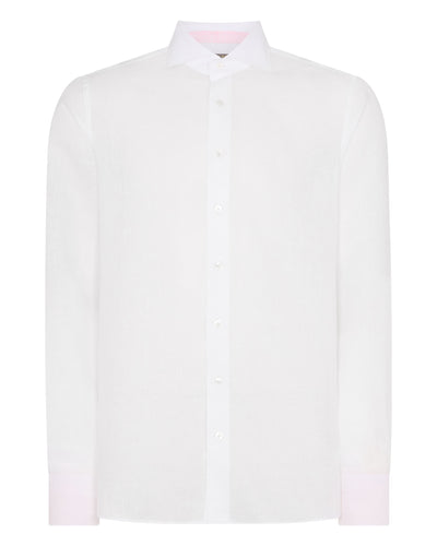 N.Peal Men's Cannes Linen Shirt White