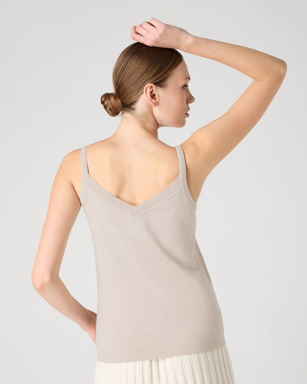 N.Peal Women's Cotton Cashmere Camisole Sandstone Brown