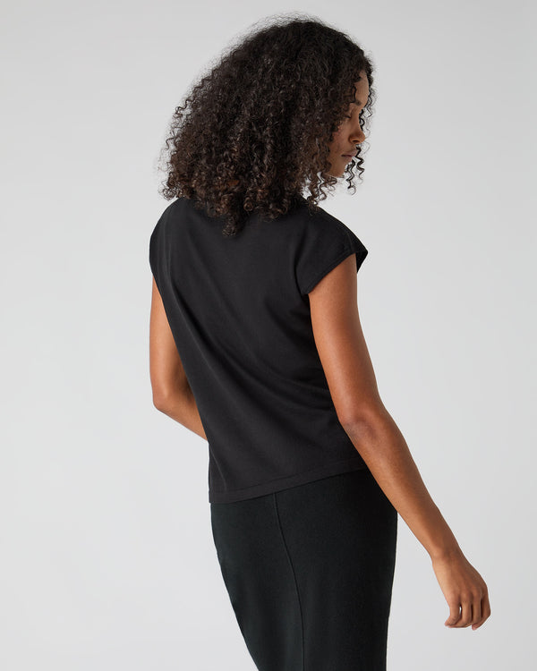 N.Peal Women's Cotton Cashmere Silk Top Black