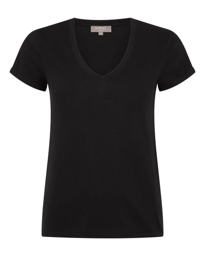 N.Peal Women's Cotton Cashmere Silk T-Shirt Black