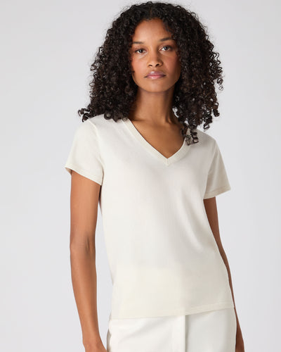 N.Peal Women's Cotton Cashmere Silk T-Shirt New Ivory White