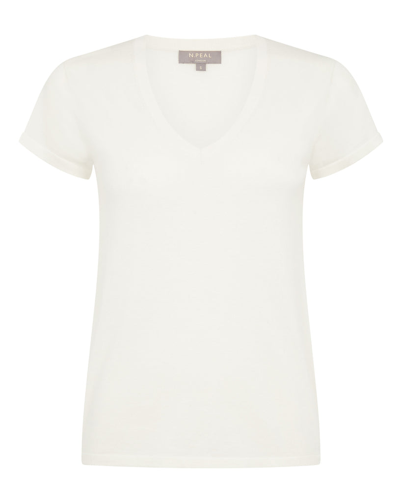 Women's Cotton Cashmere Silk T-Shirt New Ivory White | N.Peal
