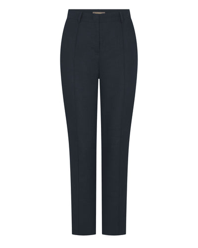 N.Peal Women's Harper Crop Linen Trouser Navy Blue