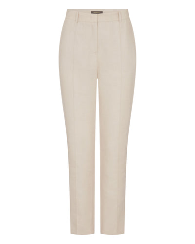 N.Peal Women's Harper Crop Linen Trouser Oat Brown