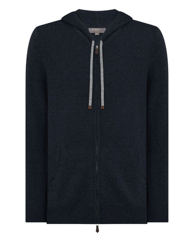 N.Peal Men's Ladbroke Cashmere Hoodie Indigo Blue