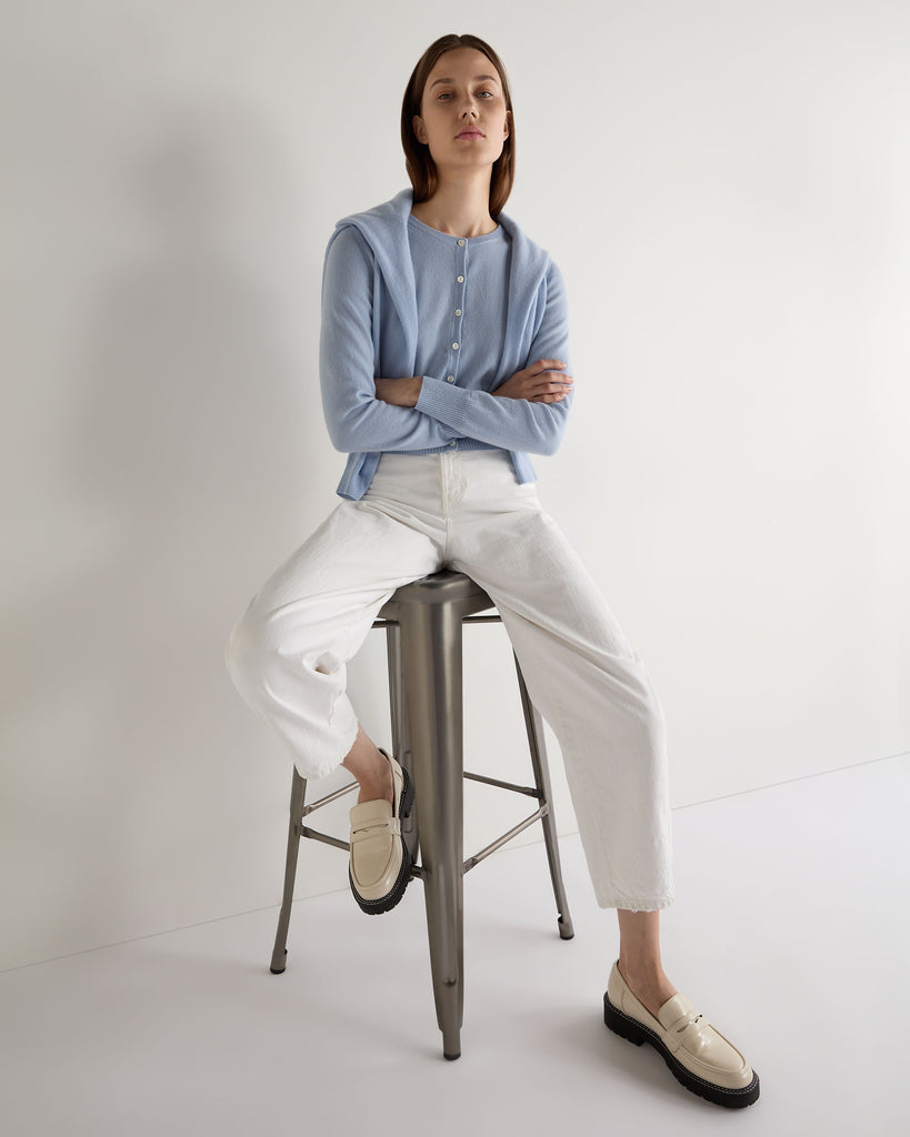 Essential Crop Cardigan, Blue Mist