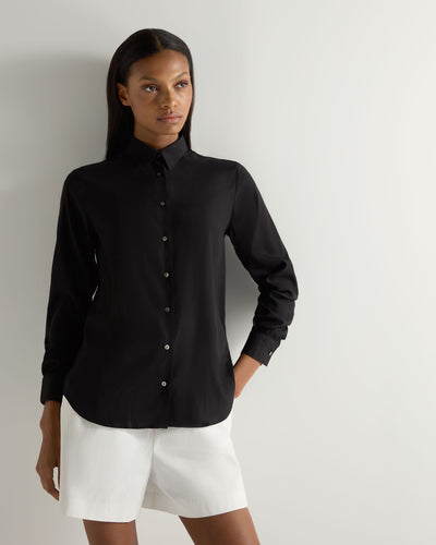 N.Peal Women's Rochelle Silk Shirt Black