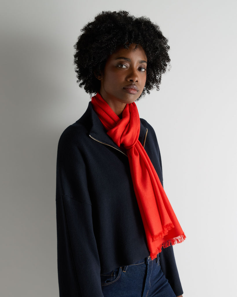 Women's Pashmina Cashmere Stole Tomato Red | N.Peal