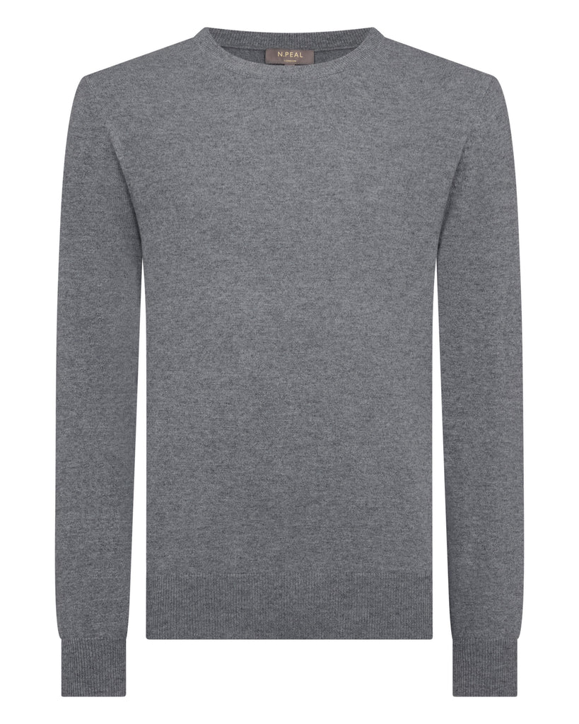 Men's Oxford Round Neck Cashmere Jumper Ash Grey | N.Peal