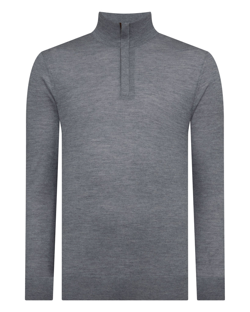 Men's Fine Gauge Cashmere Half Zip Jumper Graphite Grey | N.Peal